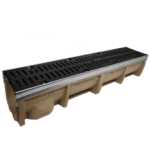 KE150 D400 Galvanised Steel Edged Channel Drain - 150mm width x 195mm depth (internal) x 1metre