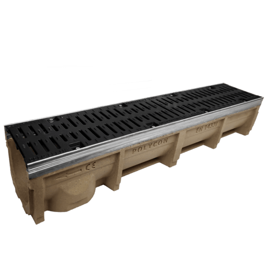 D400 Galvanised Steel Edged Channel Drain - 150mm width x 195mm depth (internal) x 1metre