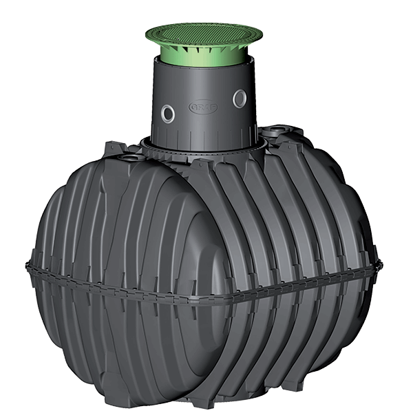 Ideal for installations up to 15m away from the house, the NEW Silentio 10,000 litre rainwater harvesting tank by Graf provides an excellent solution to non-potable water applications. Made from 100% recycled plastic, this tank utilises rainwater by directing it from the tank to WCs, washing machines and external taps.