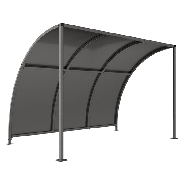 This Leyton Bicycle Shelter with galvanised roof offers a cost-effective solution for cycle storage in a wide number of applications. Constructed from galvanised mild steel, this cycle shelter is available in sizes ranging from 1 metre to 5 metres, with additional extension bays available, also in these sizes. View extension bays here.

Complete with a galvanised sheet curved roof.