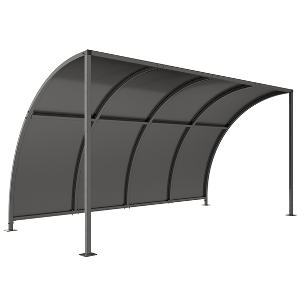 This Leyton Bicycle Shelter with galvanised roof offers a cost-effective solution for cycle storage in a wide number of applications. Constructed from galvanised mild steel, this cycle shelter is available in sizes ranging from 1 metre to 5 metres, with additional extension bays available, also in these sizes. View extension bays here.

Complete with a galvanised sheet curved roof.