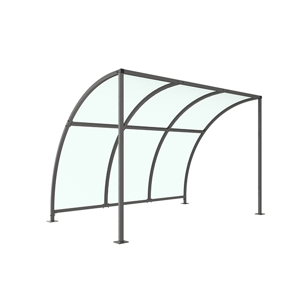 This Leyton Bicycle Shelter offers a highly cost-effective solution for cycle storage in commercial applications. Constructed from galvanised mild steel, this cycle shelter is available in sizes ranging from 1 metre to 5 metres, with additional extension bays available, also in these sizes. View extension bays here.

Complete with a 4mm PETG clear sheet curved roof.