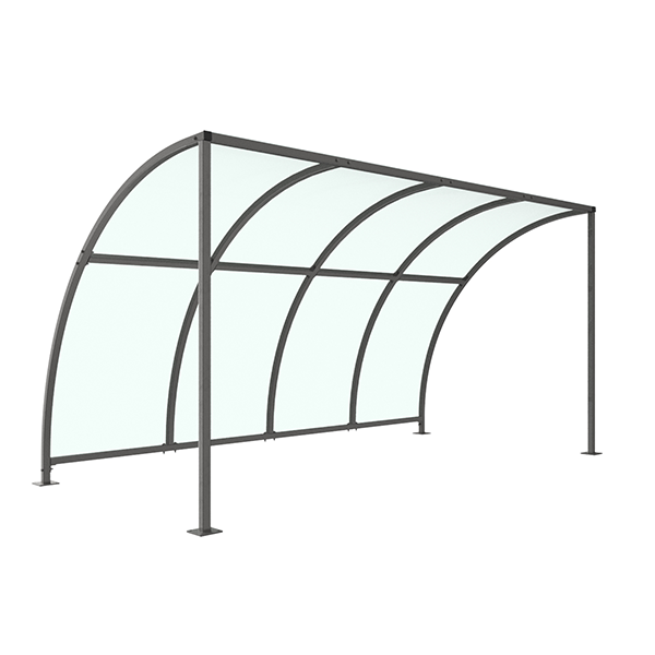 This Leyton Bicycle Shelter offers a highly cost-effective solution for cycle storage in commercial applications. Constructed from galvanised mild steel, this cycle shelter is available in sizes ranging from 1 metre to 5 metres, with additional extension bays available, also in these sizes. View extension bays here.

Complete with a 4mm PETG clear sheet curved roof.