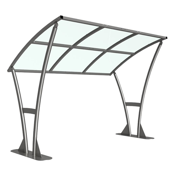 This Newton Bicycle Shelter Extension Bay is supplied complete with PETG roof. It is a free-standing, open sided shelter which is designed to be assembled on-site. Made from galvanised mild steel, this bicycle shelter extension bay is available in sizes 2m - 5m. Designed to extend the Newton bicycle shelter to the desired size.

Complete with a 4mm UV stabilised PETG clear sheet curved roof.