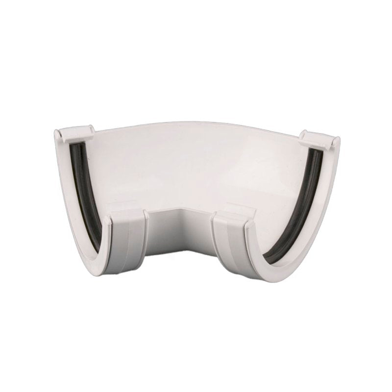 Gutter Angle component for 112mm Roundstyle Gutter, manufactured by Brett Martin. For installing guttering around right angles on a building.
90°, 120°, and 135° options available.

Available in: Black, Grey, White, Brown, Arctic White and Anthracite Grey.