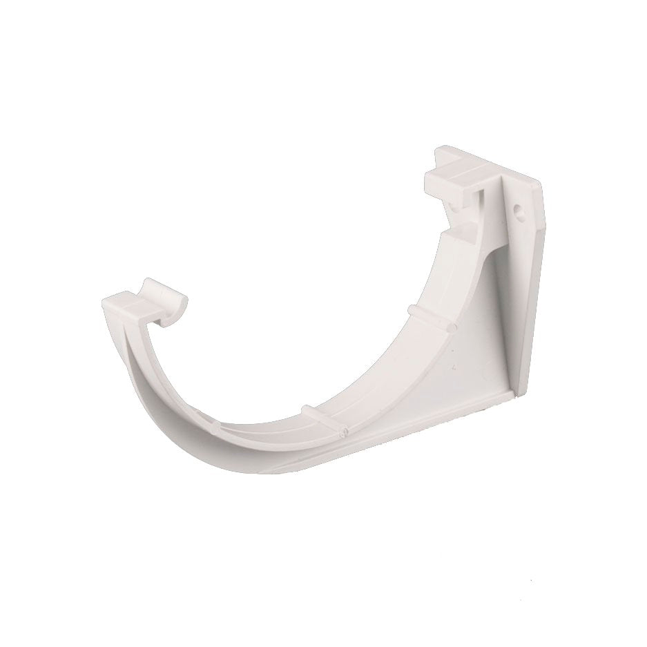 Fascia bracket to fix 112mm round-style gutter to the exterior of a building. Designed to be installed as part of a Brett Martin 112mm Roundstyle domestic gutter system.

Available in: Black, Grey, White, Brown, Arctic White and Anthracite Grey.

Compatible with 112mm Roundstyle gutter
uPVC component – highly durable
Fully tested for accelerated ageing according to BS EN 607:2004
Loading capabilities in line with BS EN 1462:2004
High quality product certified by BS EN ISO 9001:2015