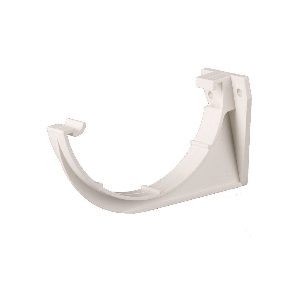 Fascia bracket to fix 112mm round-style gutter to the exterior of a building. Designed to be installed as part of a Brett Martin 112mm Roundstyle domestic gutter system.

Available in: Black, Grey, White, Brown, Arctic White and Anthracite Grey.

Compatible with 112mm Roundstyle gutter
uPVC component – highly durable
Fully tested for accelerated ageing according to BS EN 607:2004
Loading capabilities in line with BS EN 1462:2004
High quality product certified by BS EN ISO 9001:2015