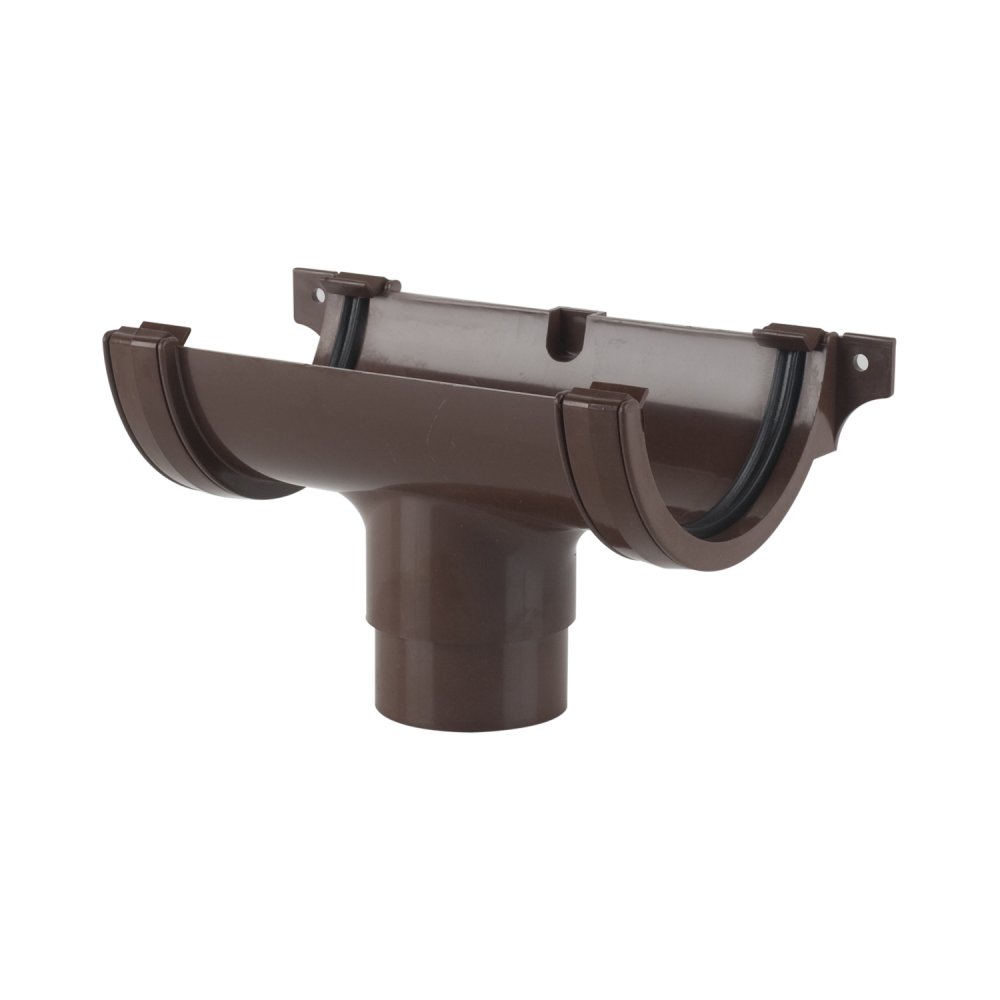 Running Outlet for the Brett Martin Roundstyle uPVC high-capacity domestic guttering system. Connects 112mm round-style gutter to 68mm downpipe.

Available in: Black, Grey, White, Brown, Arctic White and Anthracite Grey.

Compatible with 112mm Roundstyle gutter and 68mm downpipe
Timeless style products look smart on all kinds of domestic property
uPVC system offers a durable guttering solution
Fully tested for accelerated ageing according to BS EN 607:2004
Loading capabilities in line with BS EN 1462:2004