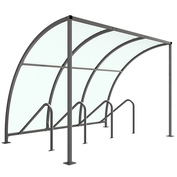 This extension bay is designed to accompany the VS1 Bicycle Shelter, complete with clear PETG roof. It is lightweight, free-standing and single sided, which makes on-site assembly quick and simple. This product is versatile, and can extend the bicycle shelter to the desired length for its application.