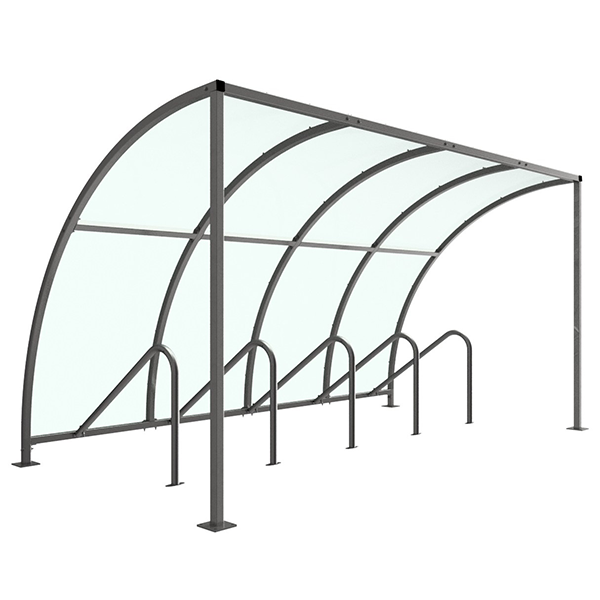 This extension bay is designed to accompany the VS1 Bicycle Shelter, complete with clear PETG roof. It is lightweight, free-standing and single sided, which makes on-site assembly quick and simple. This product is versatile, and can extend the bicycle shelter to the desired length for its application.