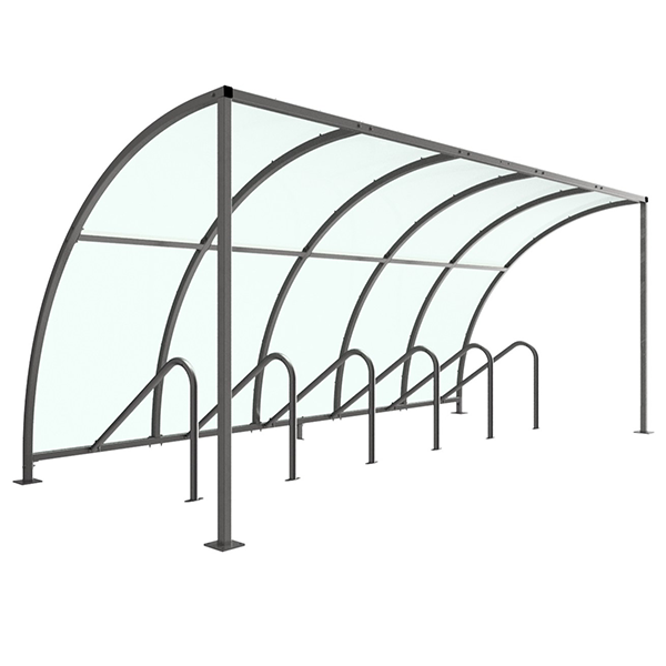 This extension bay is designed to accompany the VS1 Bicycle Shelter, complete with clear PETG roof. It is lightweight, free-standing and single sided, which makes on-site assembly quick and simple. This product is versatile, and can extend the bicycle shelter to the desired length for its application.